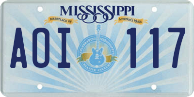 MS license plate AOI117