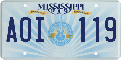 MS license plate AOI119