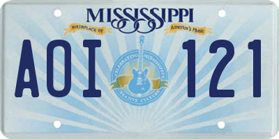 MS license plate AOI121