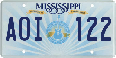 MS license plate AOI122