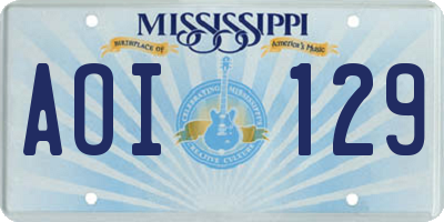 MS license plate AOI129