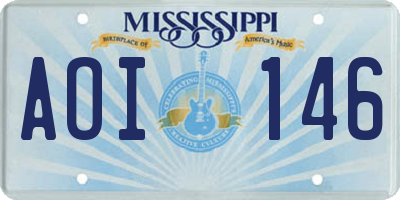 MS license plate AOI146