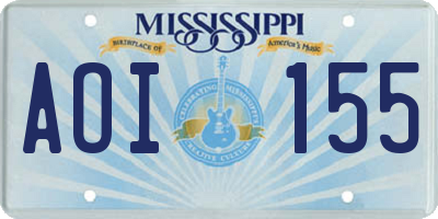 MS license plate AOI155