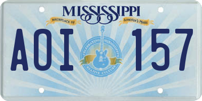 MS license plate AOI157