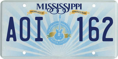 MS license plate AOI162