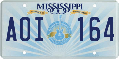 MS license plate AOI164
