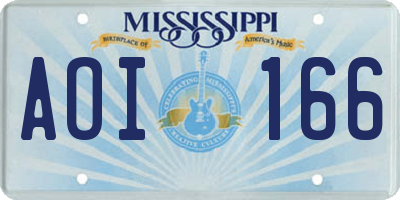 MS license plate AOI166