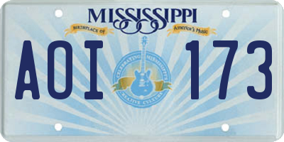 MS license plate AOI173
