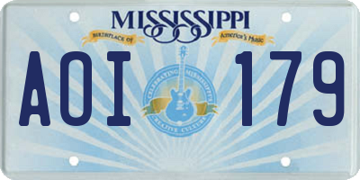 MS license plate AOI179