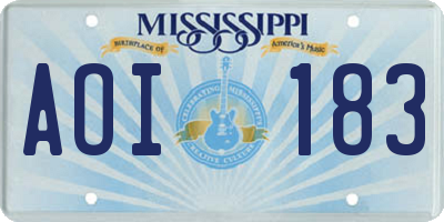 MS license plate AOI183