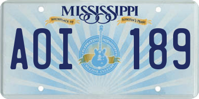 MS license plate AOI189