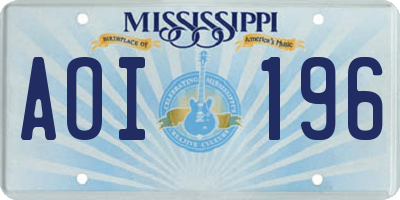 MS license plate AOI196
