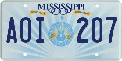MS license plate AOI207