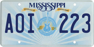 MS license plate AOI223