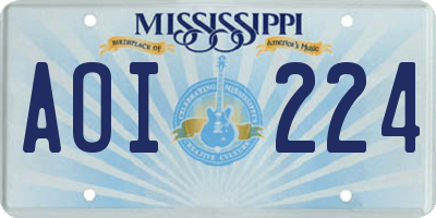 MS license plate AOI224