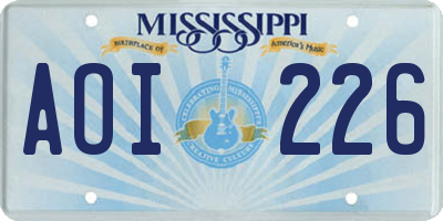 MS license plate AOI226