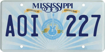 MS license plate AOI227