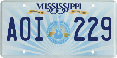 MS license plate AOI229