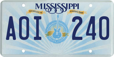 MS license plate AOI240