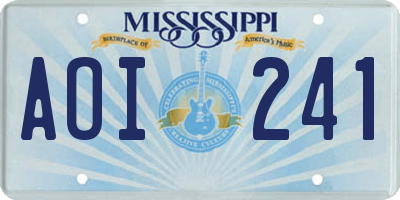 MS license plate AOI241