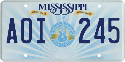MS license plate AOI245