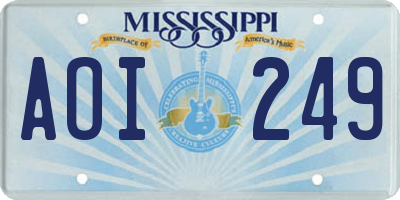 MS license plate AOI249