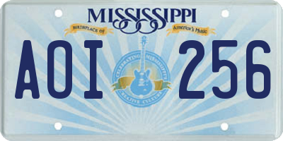 MS license plate AOI256