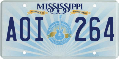MS license plate AOI264