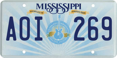 MS license plate AOI269