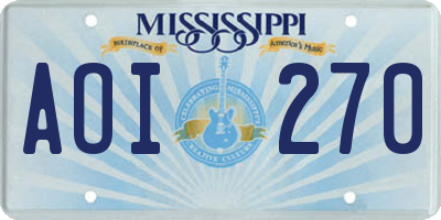 MS license plate AOI270
