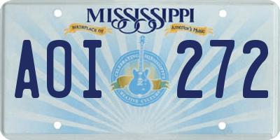 MS license plate AOI272