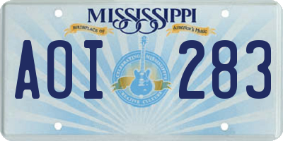MS license plate AOI283