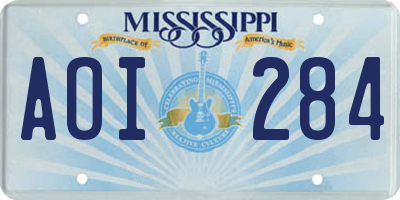 MS license plate AOI284