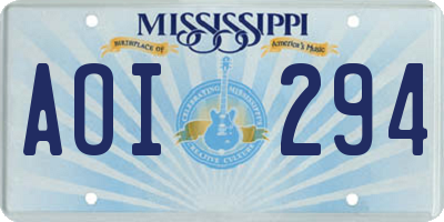 MS license plate AOI294