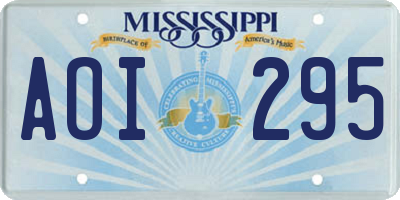 MS license plate AOI295