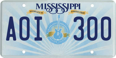 MS license plate AOI300