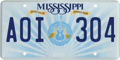 MS license plate AOI304