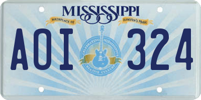 MS license plate AOI324