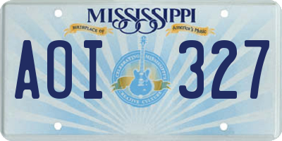 MS license plate AOI327