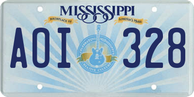 MS license plate AOI328