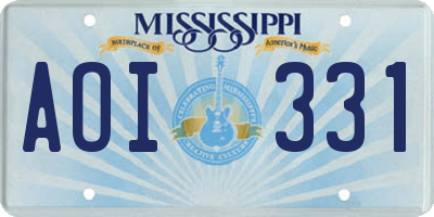 MS license plate AOI331