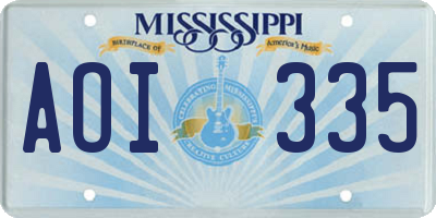 MS license plate AOI335