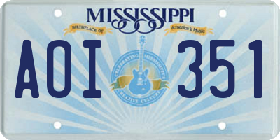 MS license plate AOI351