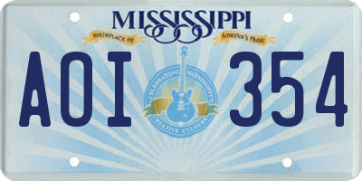 MS license plate AOI354