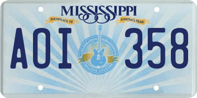 MS license plate AOI358