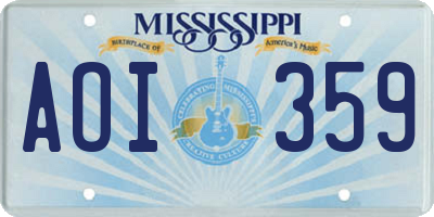 MS license plate AOI359