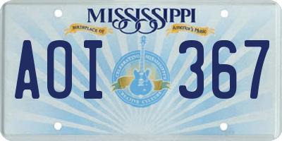 MS license plate AOI367