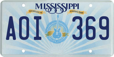 MS license plate AOI369