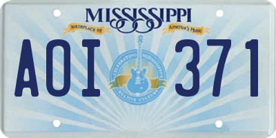 MS license plate AOI371