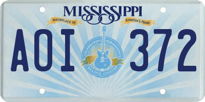 MS license plate AOI372